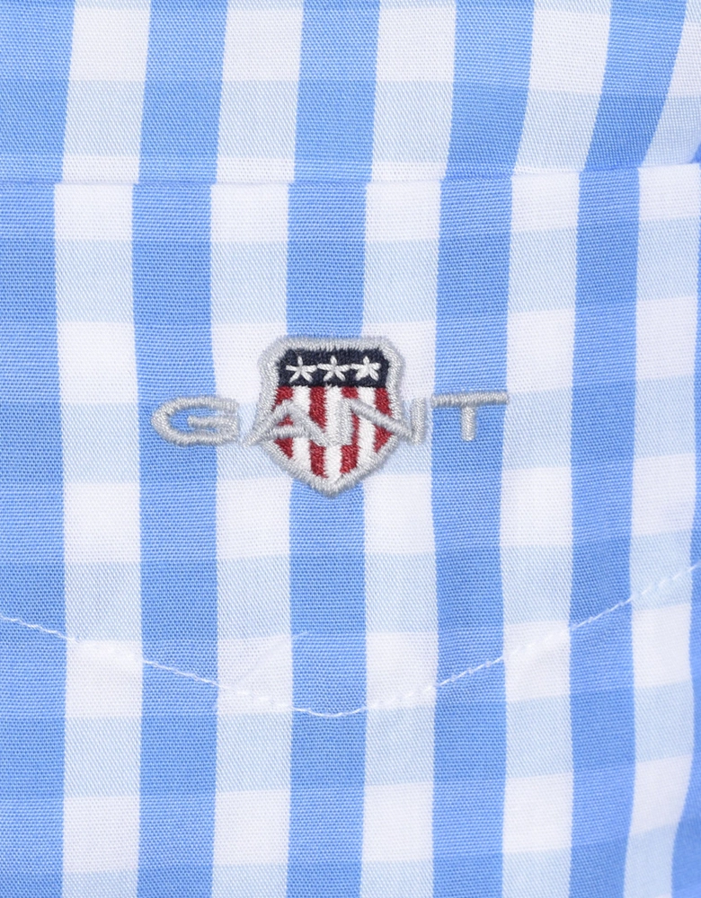 Reg Classic Poplin Gingham Check Shirt Perfect Blue