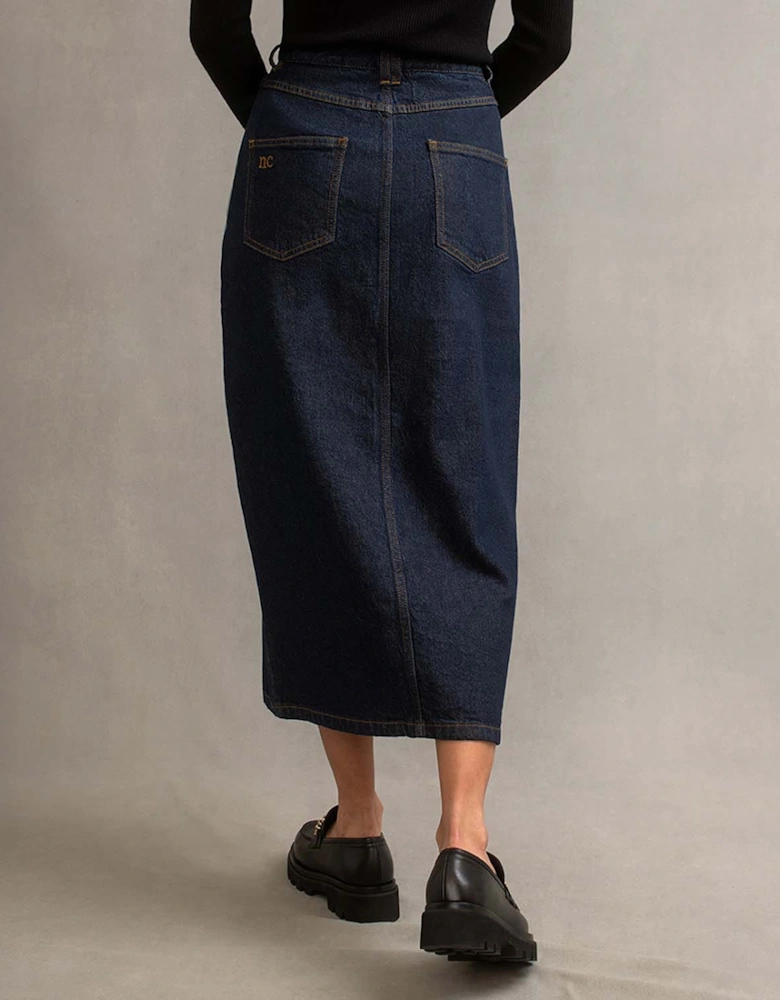 Denim Column Skirt
