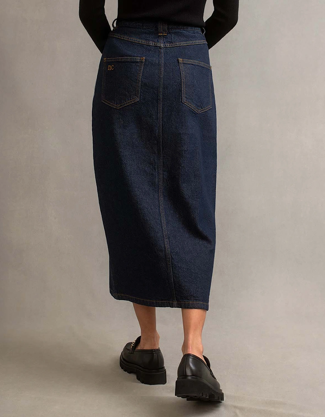 Denim Column Skirt