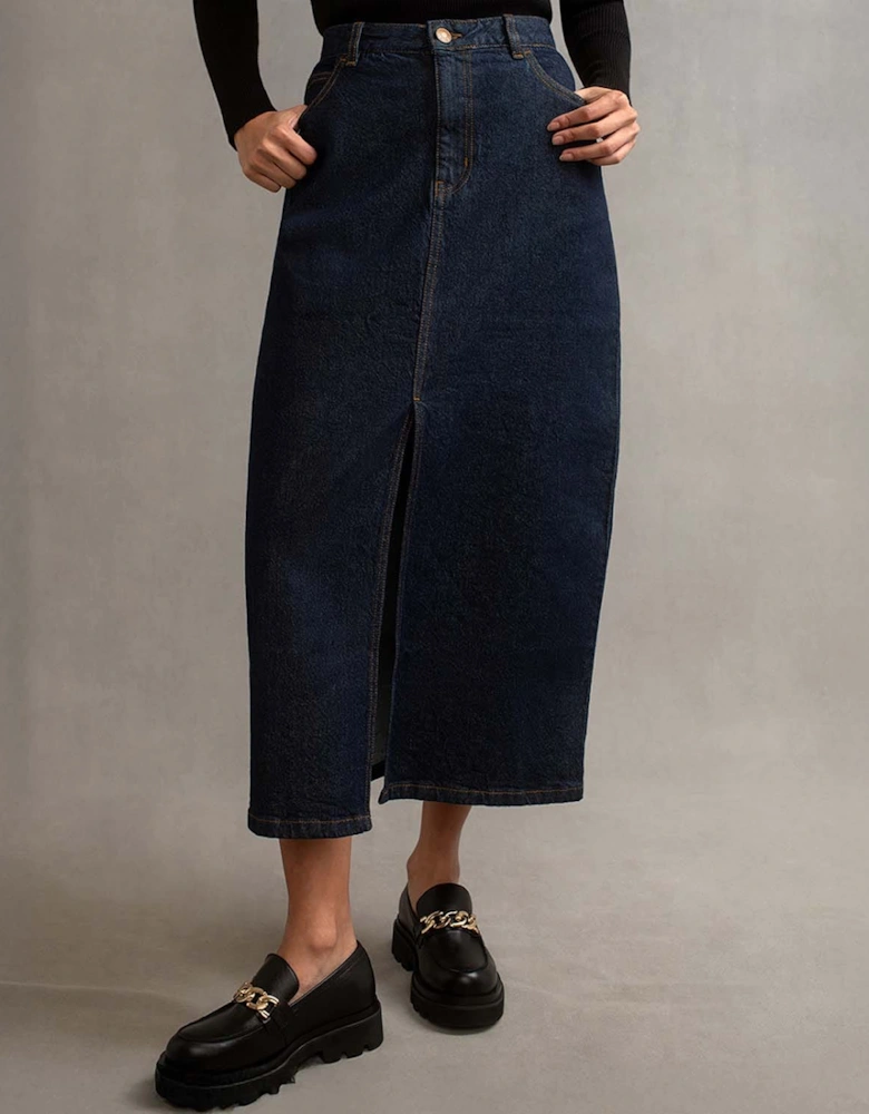 Denim Column Skirt