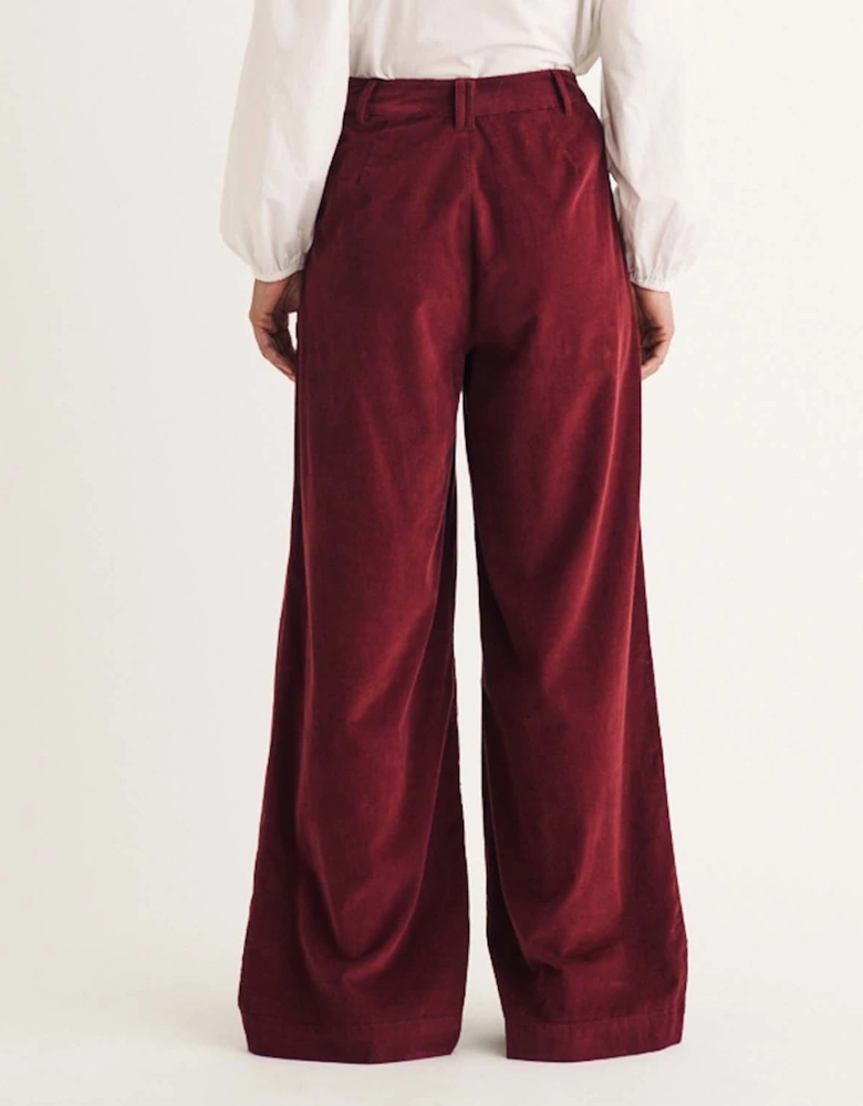 Ava Cord Pleated Wide Leg Trousers
