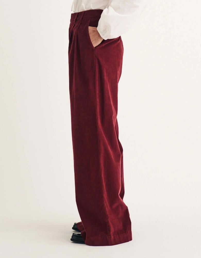 Ava Cord Pleated Wide Leg Trousers