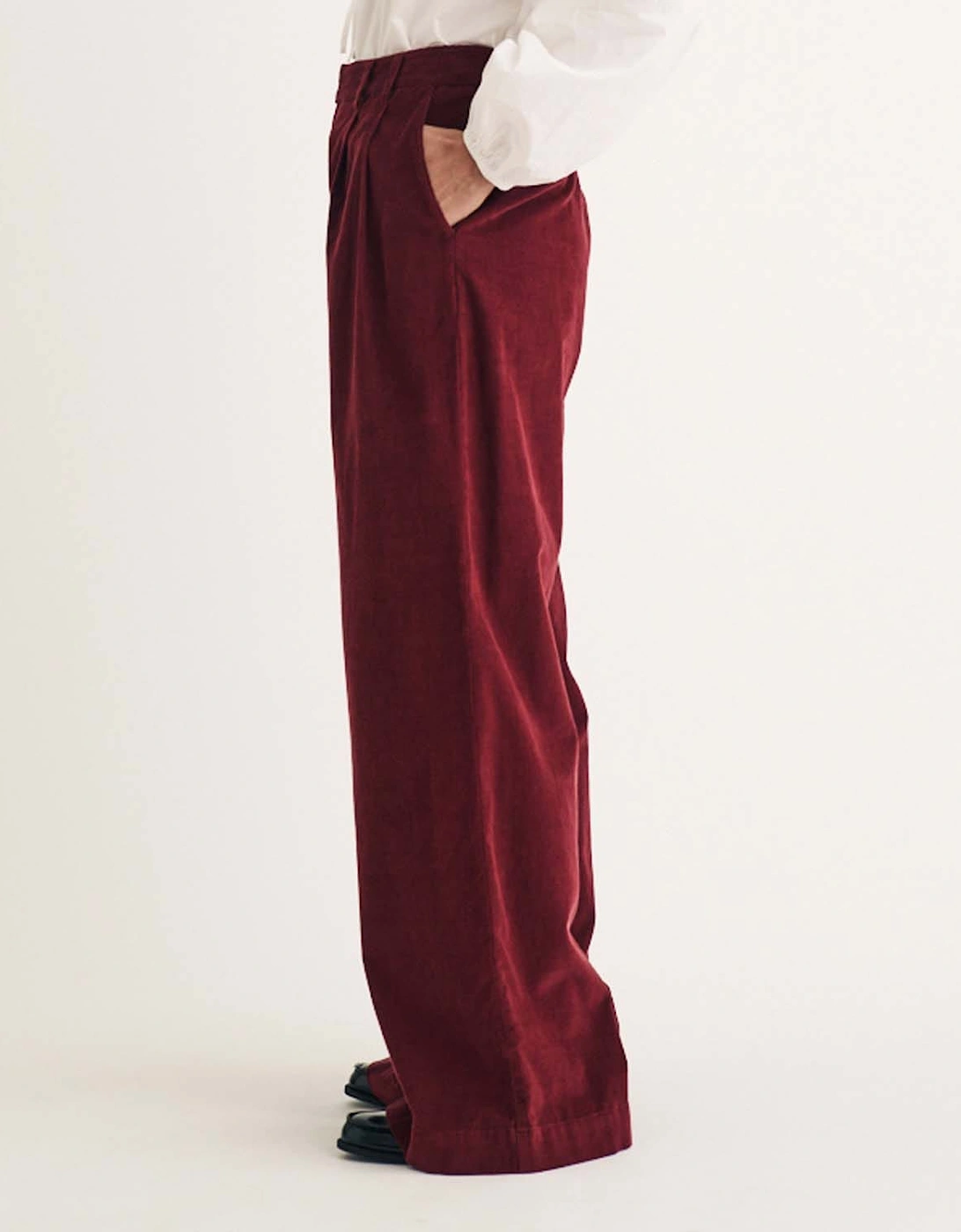 Ava Cord Pleated Wide Leg Trousers