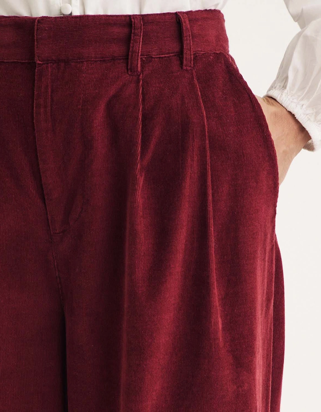 Ava Cord Pleated Wide Leg Trousers