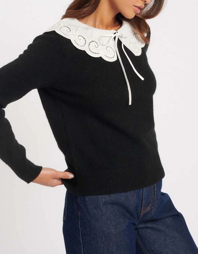 Broderie Anglaise Collar Sweater