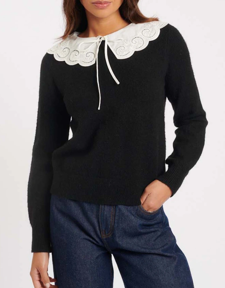 Broderie Anglaise Collar Sweater