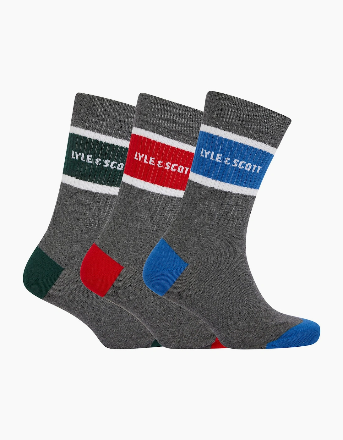 Lyle And Scott Men's 3 Pack of Design Sport Socks - Grey - Size: 7/8.5/8/7.5/9/9.5/10/10.5/11