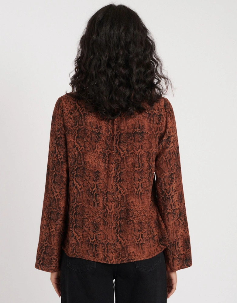 Karina Snake Print Scarf Blouse