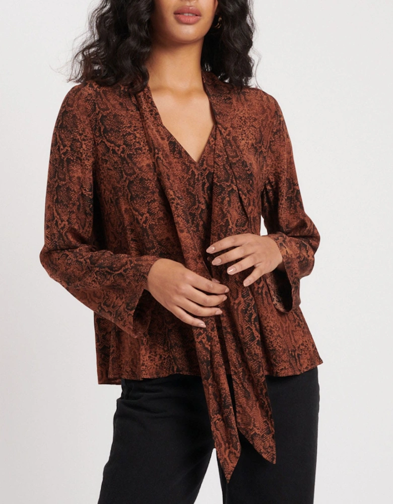 Karina Snake Print Scarf Blouse