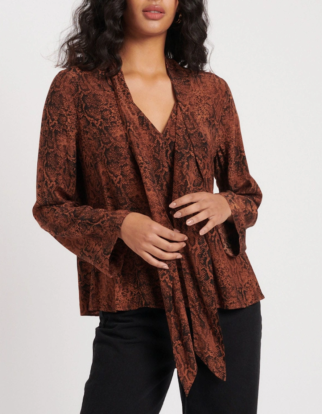 Karina Snake Print Scarf Blouse