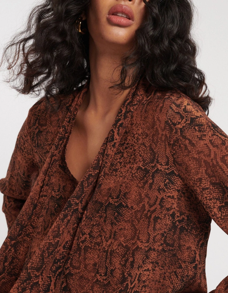 Karina Snake Print Scarf Blouse