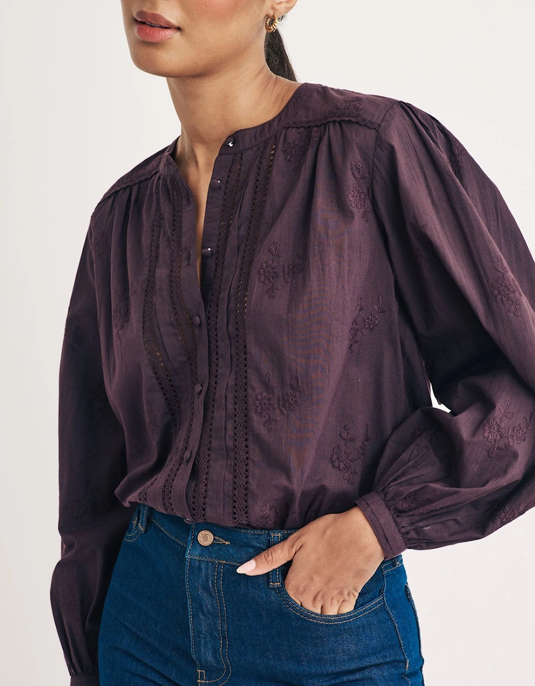 Fern Floral Embroidered Blouse