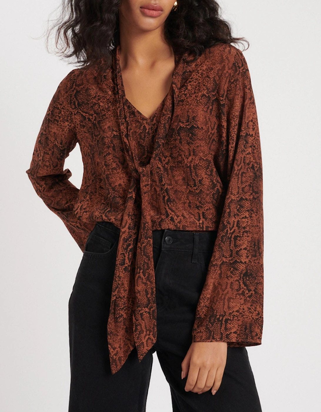 Karina Snake Print Scarf Blouse, 5 of 4