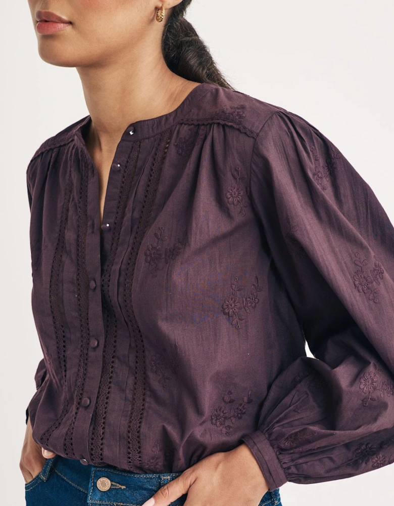 Fern Floral Embroidered Blouse