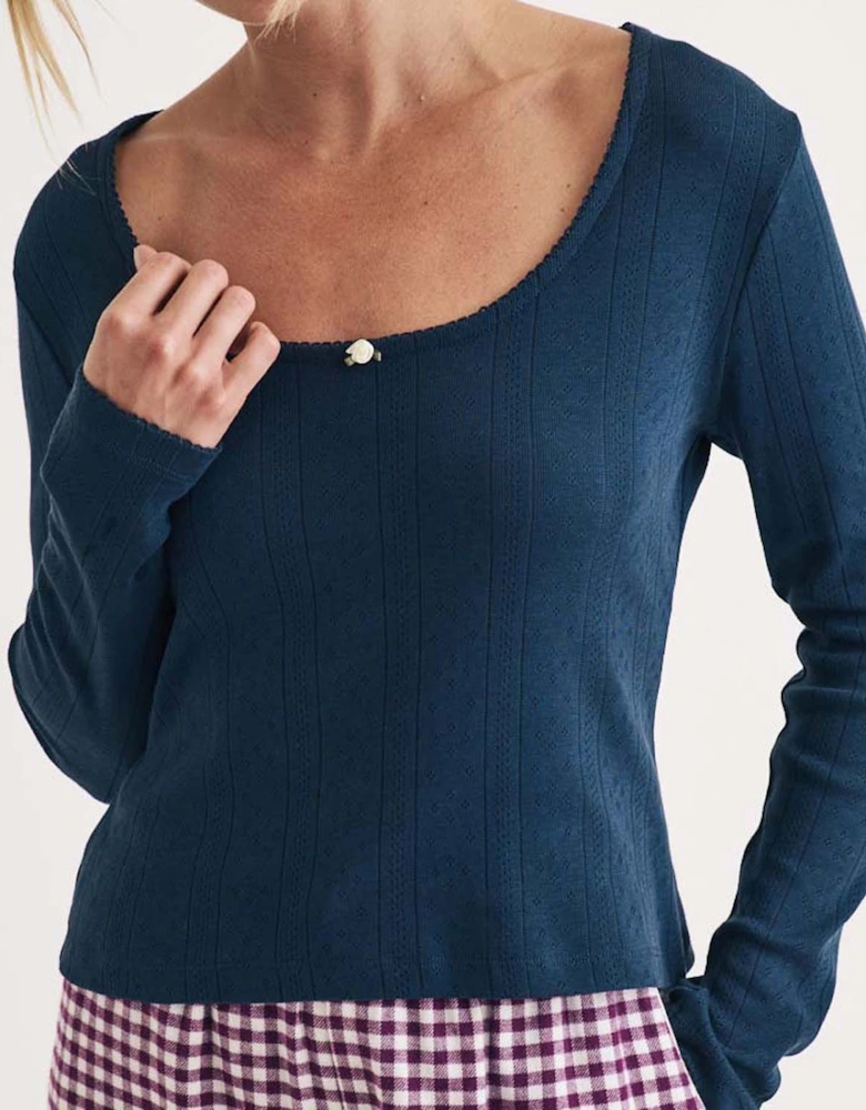 Pointelle Long Sleeve Pyjama Top
