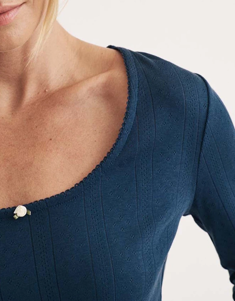 Pointelle Long Sleeve Pyjama Top