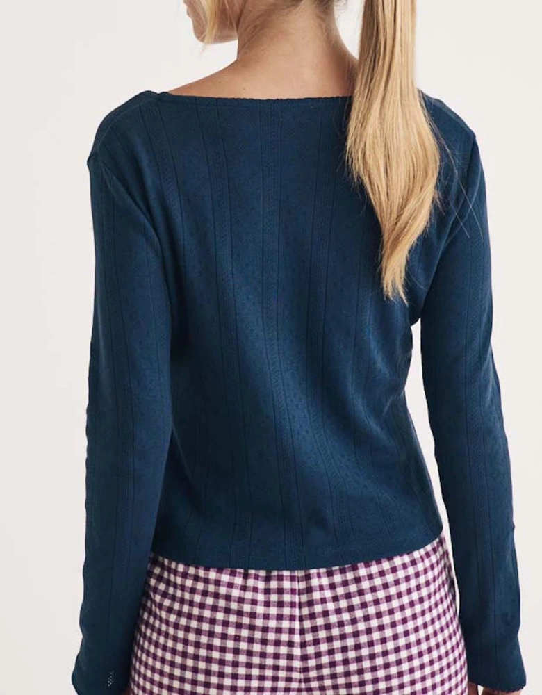 Pointelle Long Sleeve Pyjama Top
