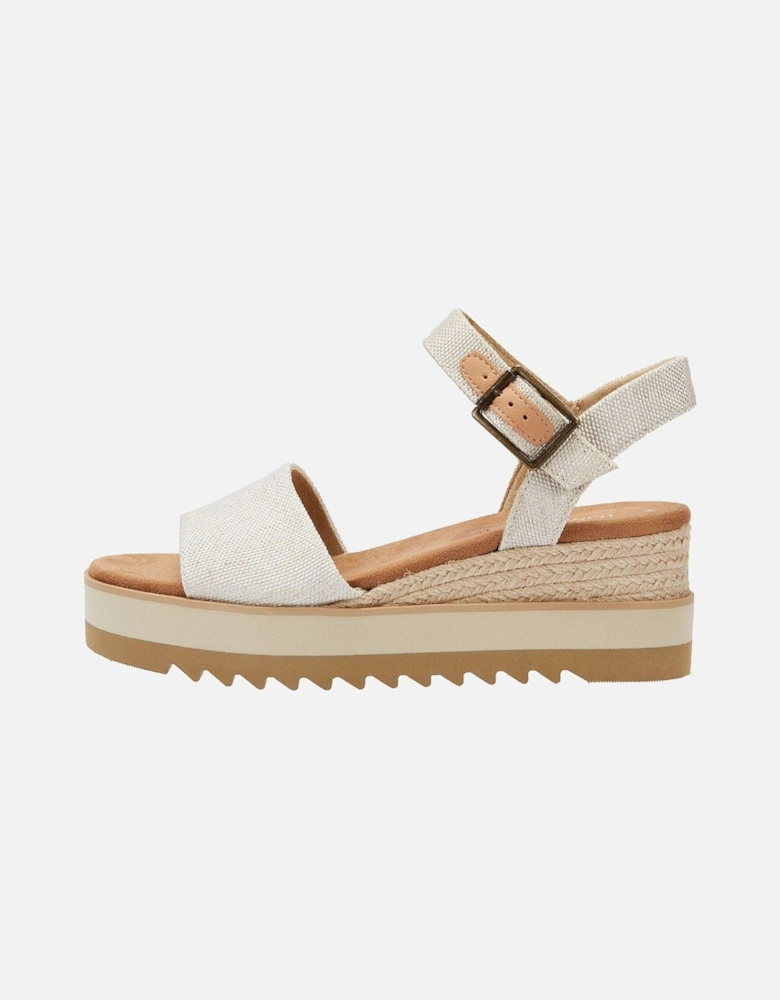 Diana Canvas Wedge Natural Women's White Sandals