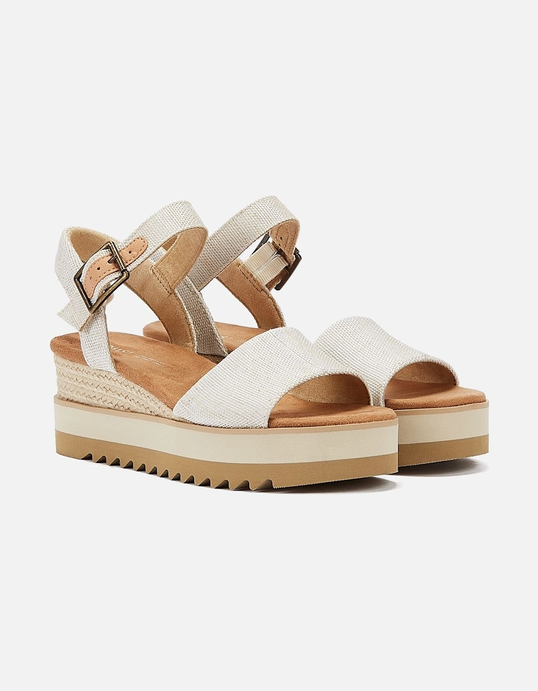 Diana Canvas Wedge Natural Women's White Sandals, 9 of 8