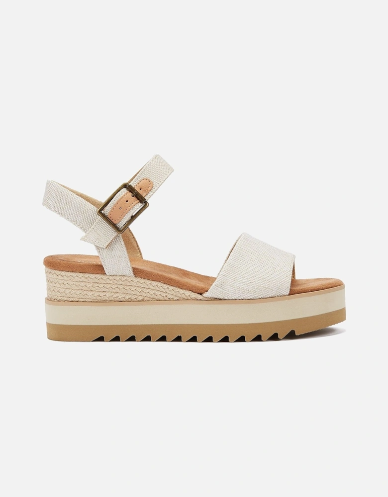Diana Canvas Wedge Natural Women's White Sandals