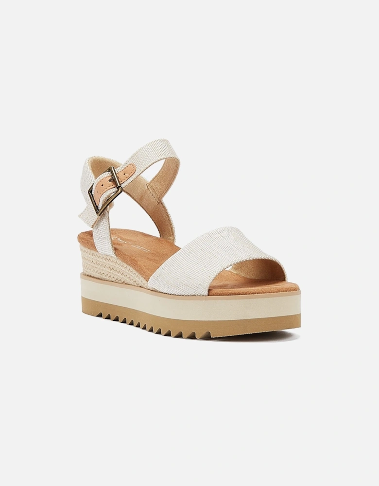 Diana Canvas Wedge Natural Women's White Sandals