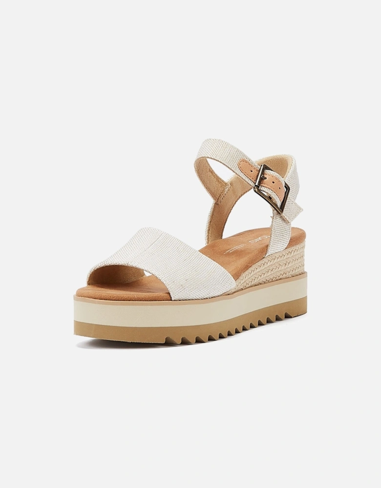 Diana Canvas Wedge Natural Women's White Sandals