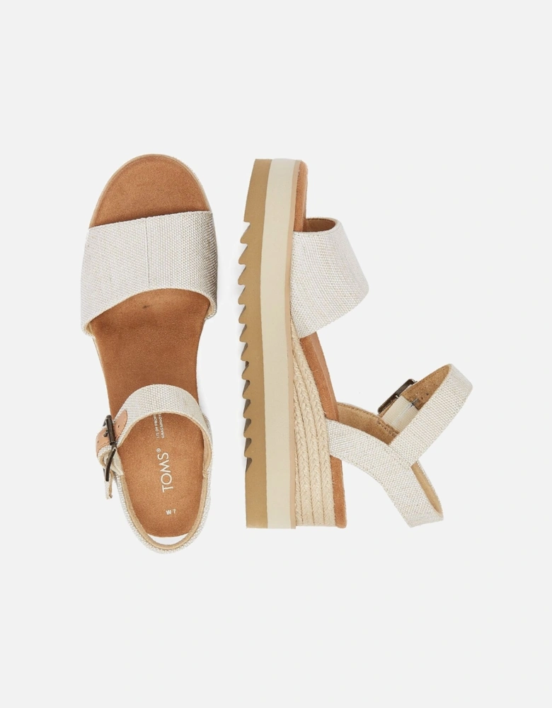 Diana Canvas Wedge Natural Women's White Sandals