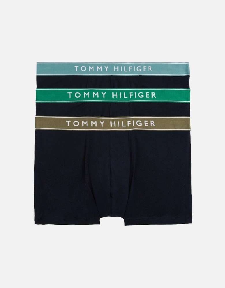 3-Pack Coloured Band Boxer Trunks, Desert Sky/Green