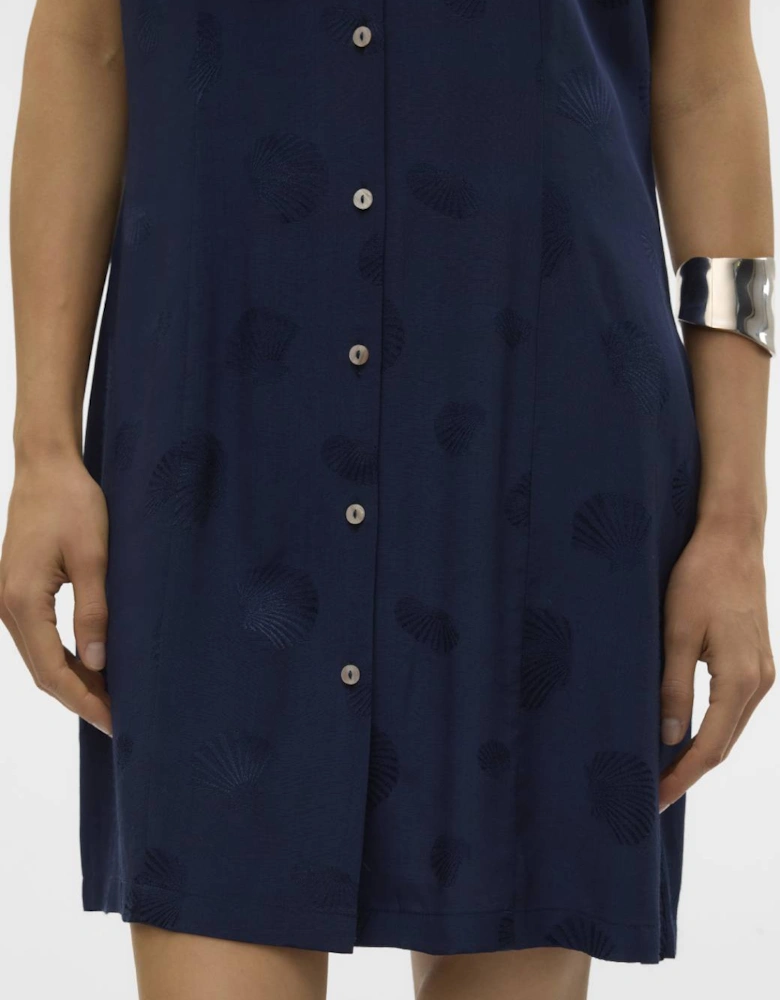 Trille Short Sleeve Wide Short Shirt Dress Navy Blazer