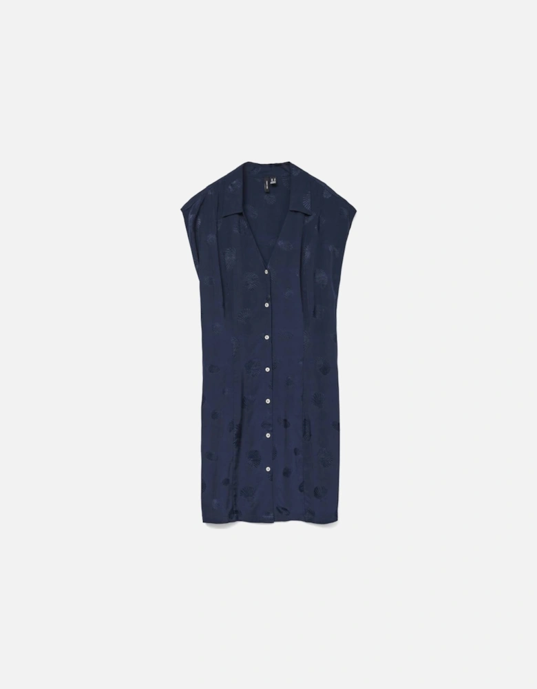 Trille Short Sleeve Wide Short Shirt Dress Navy Blazer