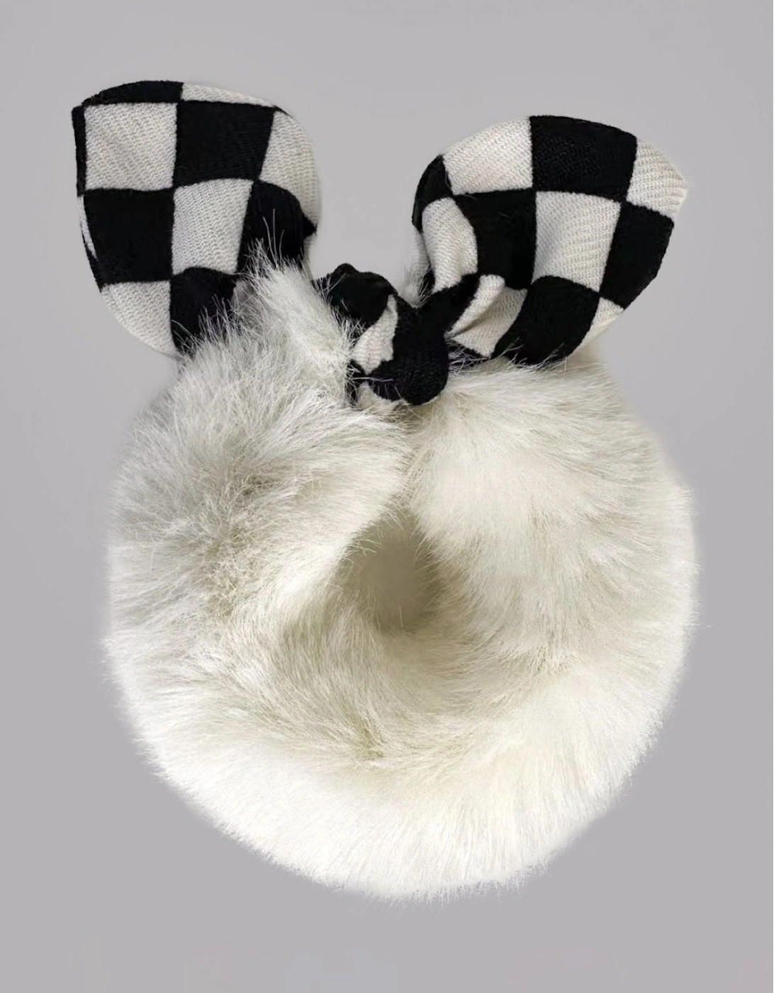 White Faux Fur Scrunchie with Bow, 2 of 1