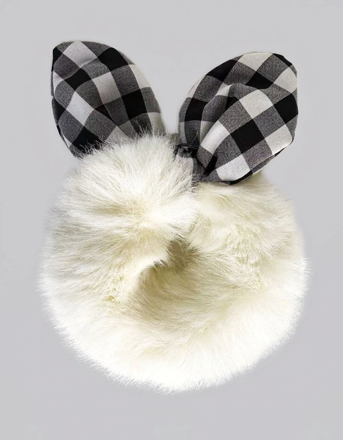 White Faux Fur Scrunchie with Bow, 2 of 1