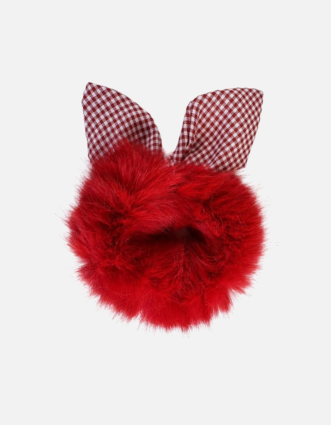 Red Faux Fur Scrunchie with Bow, 2 of 1