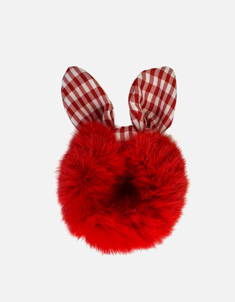 Red Faux Fur Scrunchie with Bow
