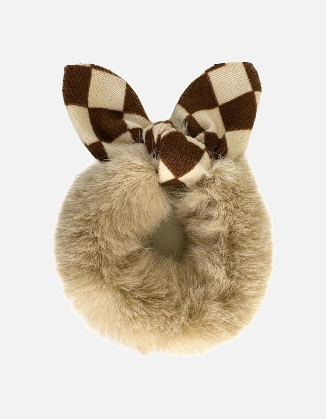 Brown Faux Fur Scrunchie with Bow, 2 of 1