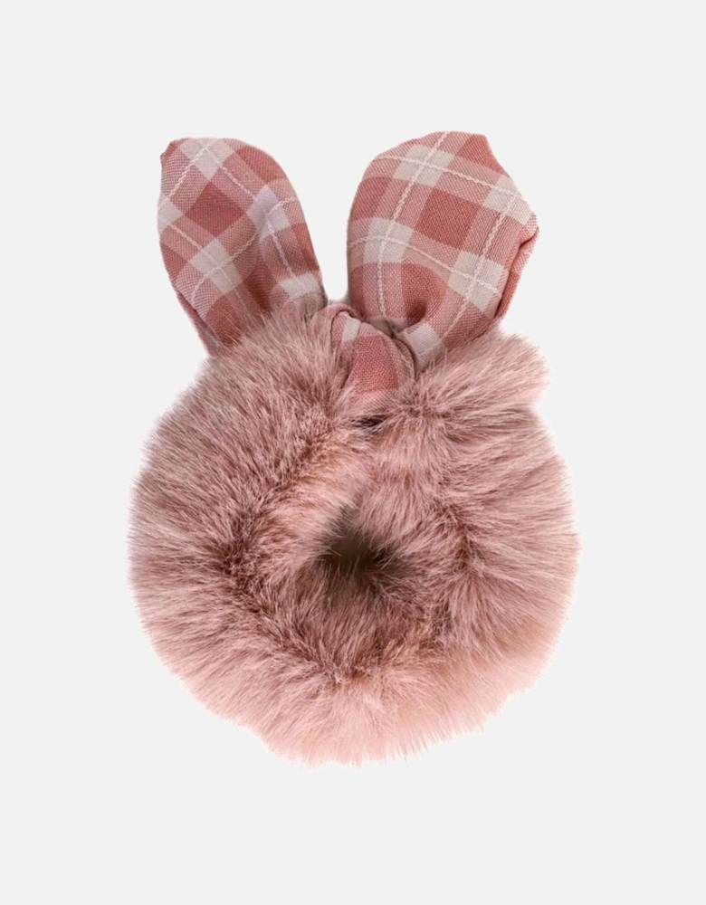 Pink Faux Fur Scrunchie with Bow