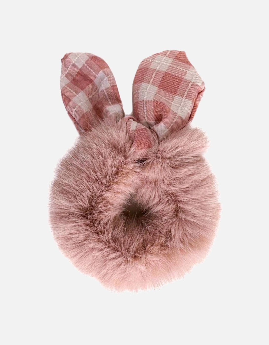 Pink Faux Fur Scrunchie with Bow, 2 of 1