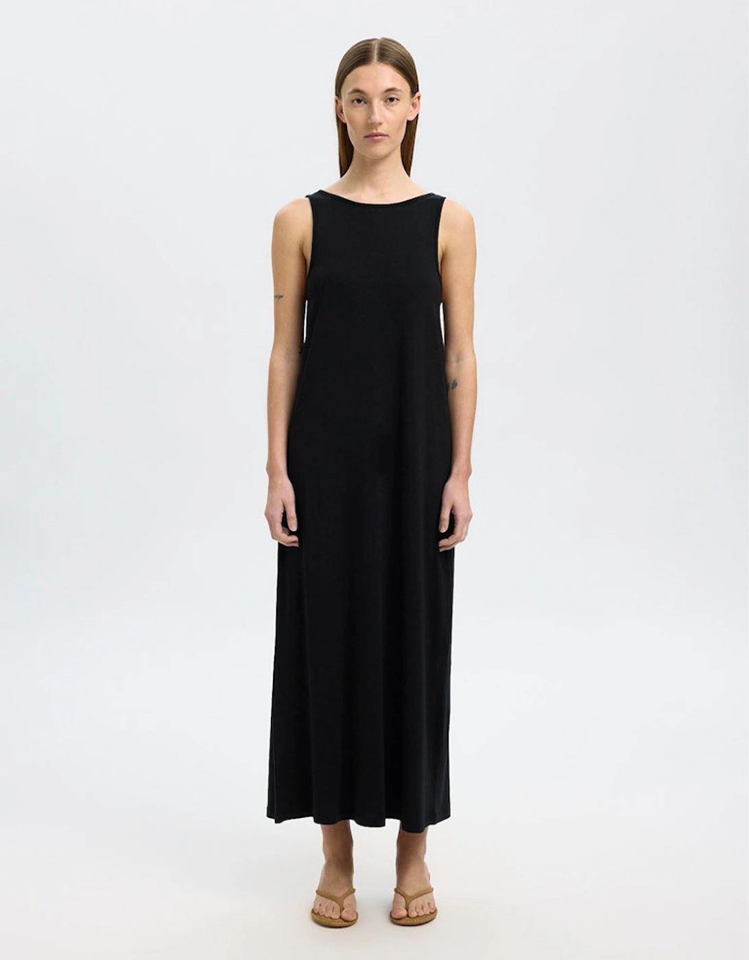 Femme Anola Sleeveless Low Back Ankle Dress Black, 6 of 5