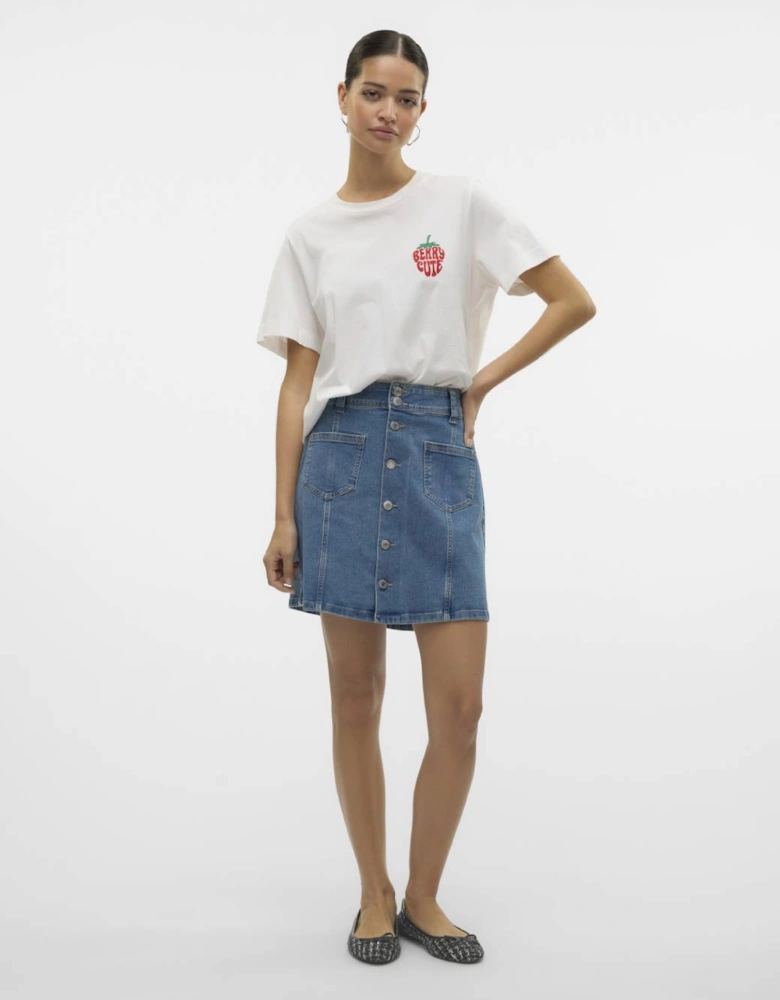 Berta Mette Short Sleeve Box Top Snow White Strawberry