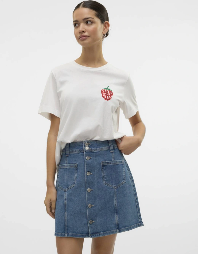 Berta Mette Short Sleeve Box Top Snow White Strawberry
