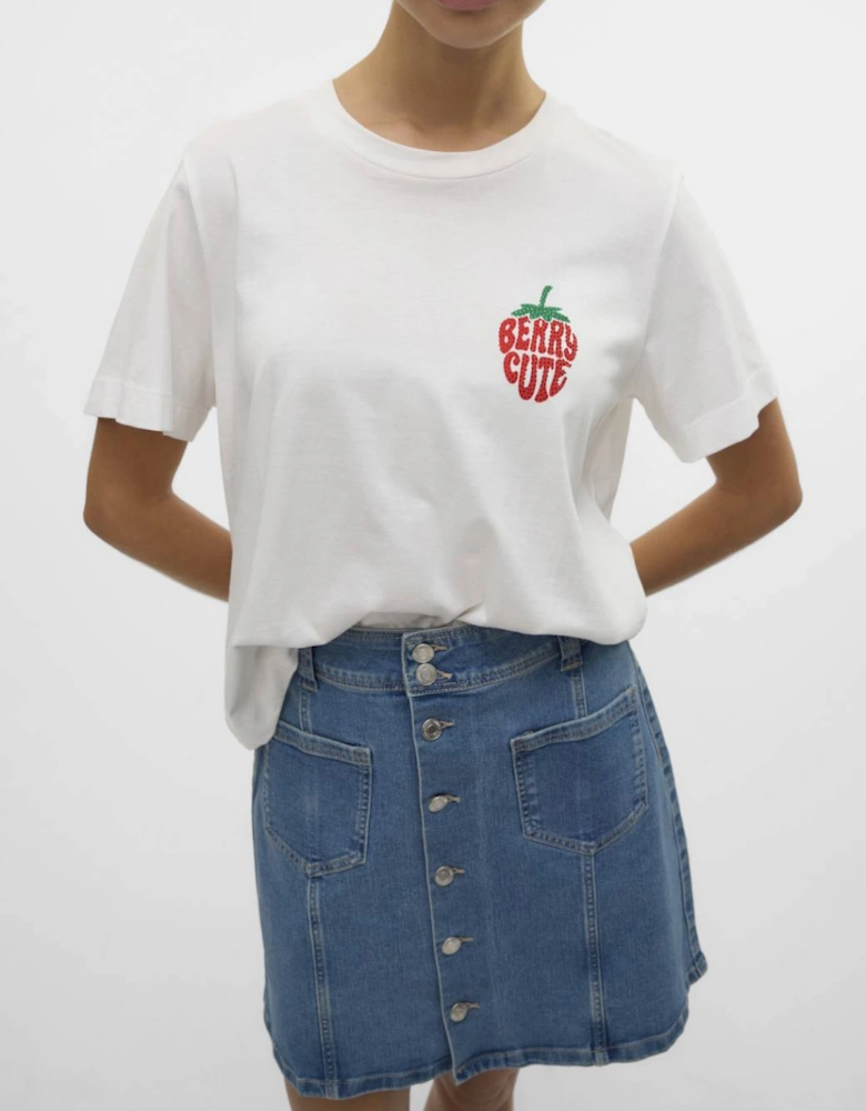 Berta Mette Short Sleeve Box Top Snow White Strawberry