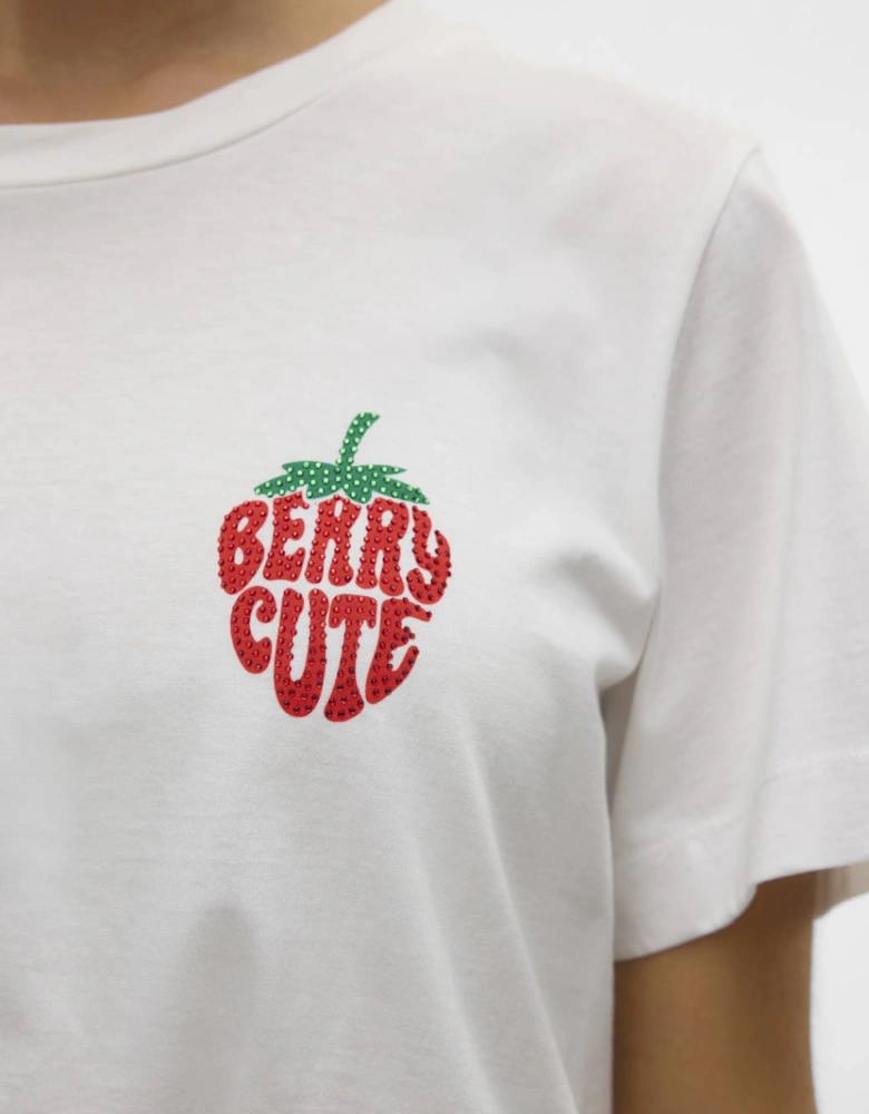 Berta Mette Short Sleeve Box Top Snow White Strawberry