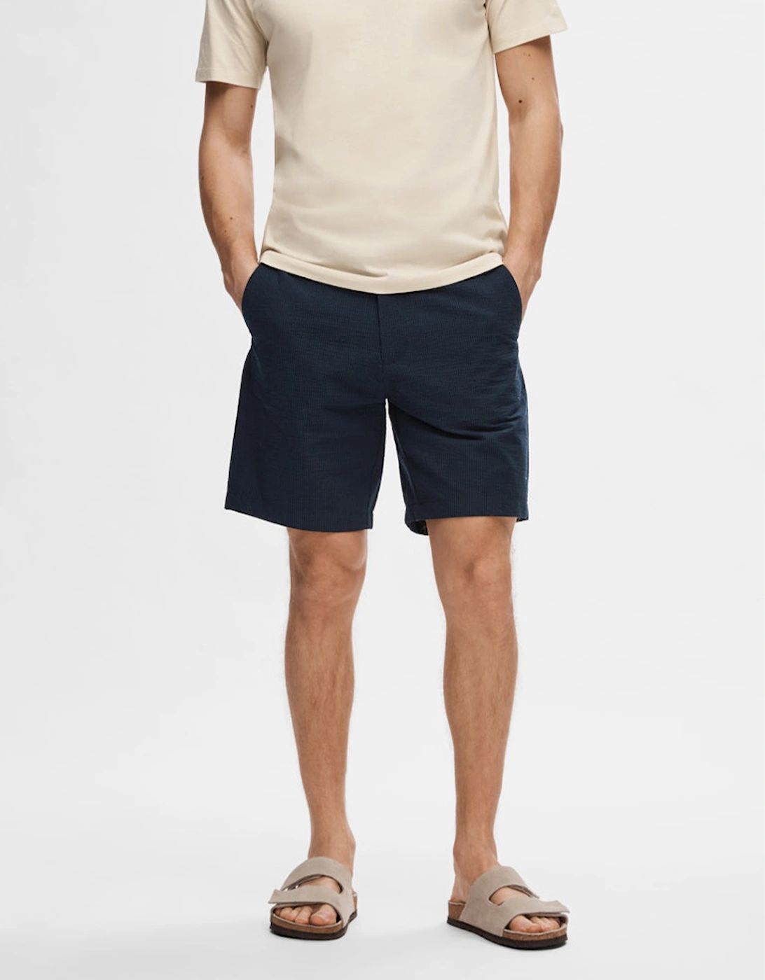 Homme Karl Seersucker Shorts Sky Captain, 6 of 5