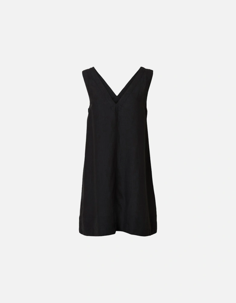 Femme Linna Sleeveless Short Linen Dress Black