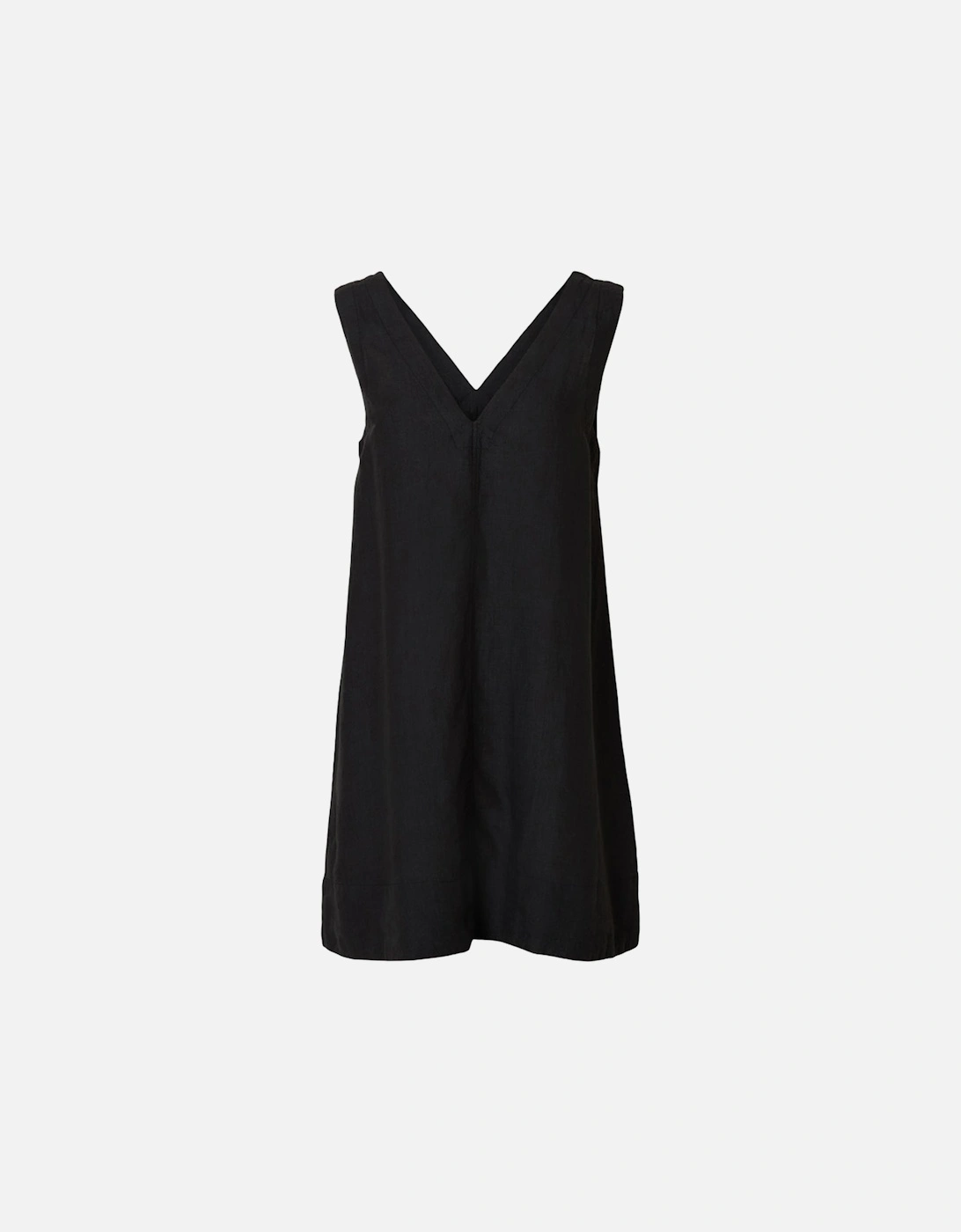Femme Linna Sleeveless Short Linen Dress Black