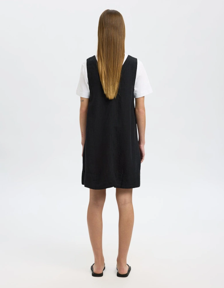 Femme Linna Sleeveless Short Linen Dress Black