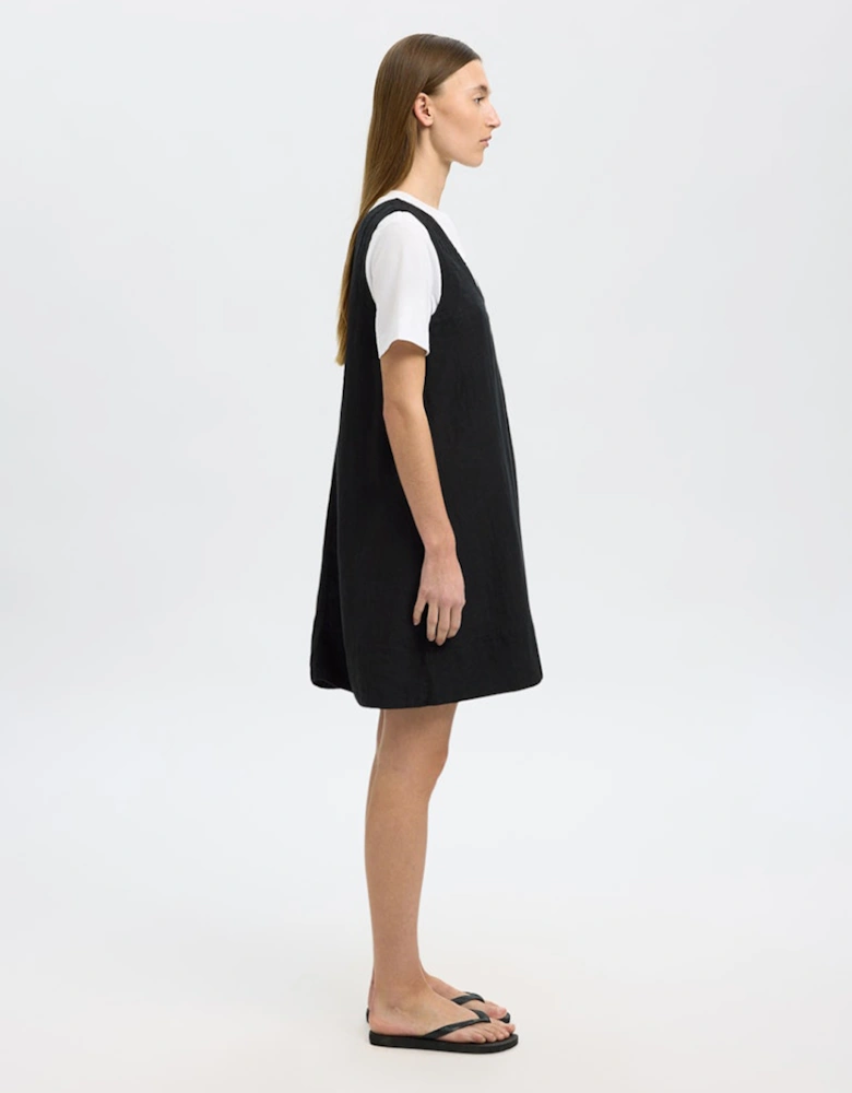 Femme Linna Sleeveless Short Linen Dress Black