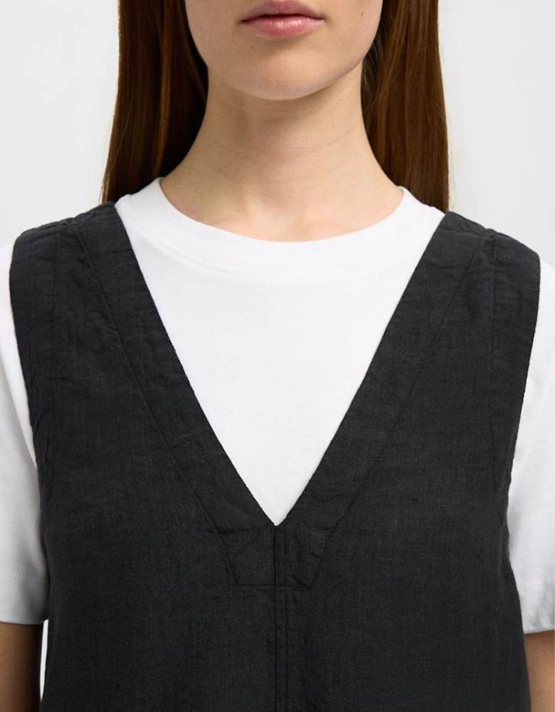Femme Linna Sleeveless Short Linen Dress Black