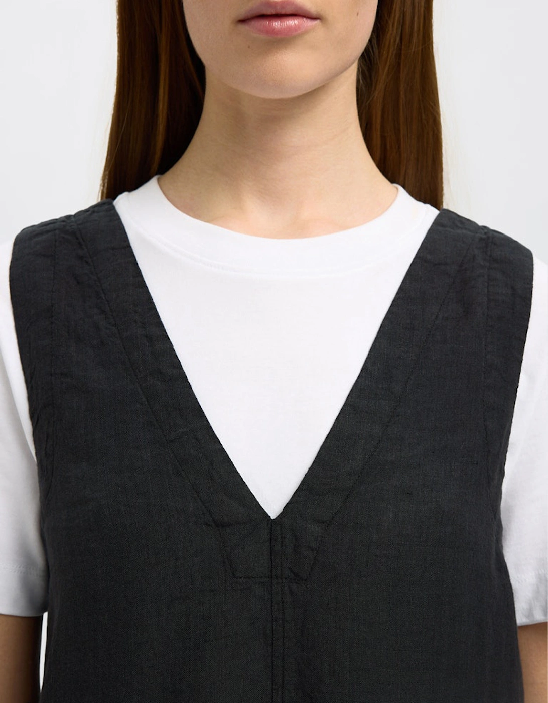 Femme Linna Sleeveless Short Linen Dress Black