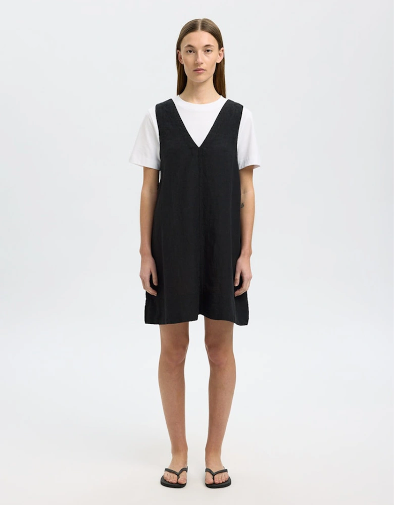 Femme Linna Sleeveless Short Linen Dress Black